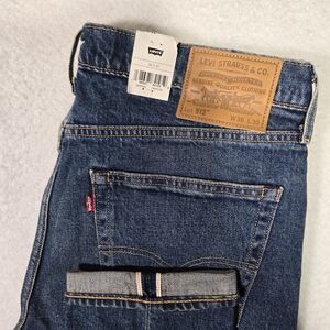 Levis Premium 512 Slim Taper Mens 36x30 Selvedge Blue Denim Jeans